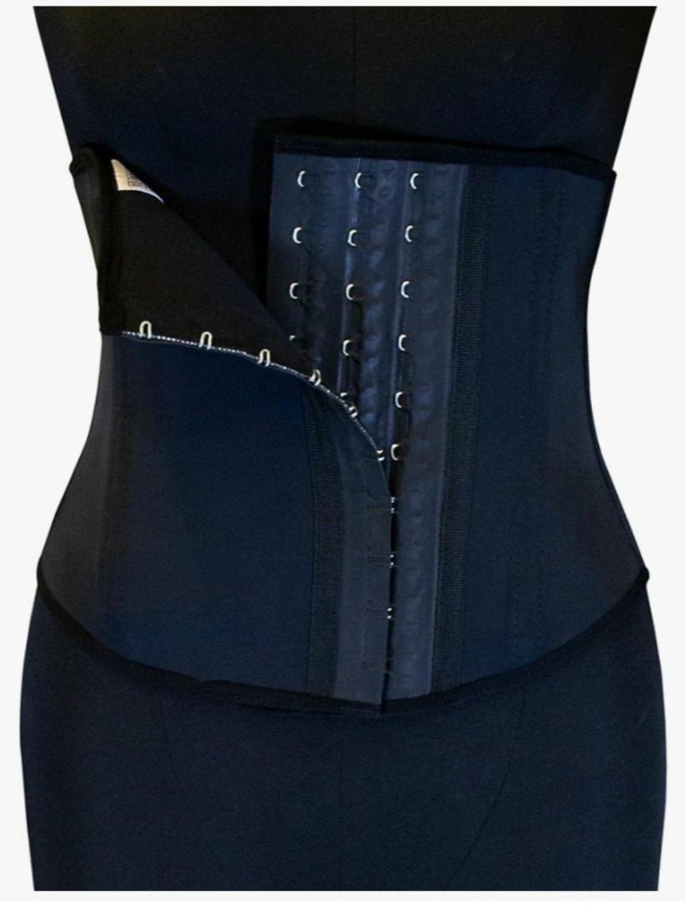 Nuyo Colombian Black Latex Waist Trainer With Three Rows Of Hooks Size L